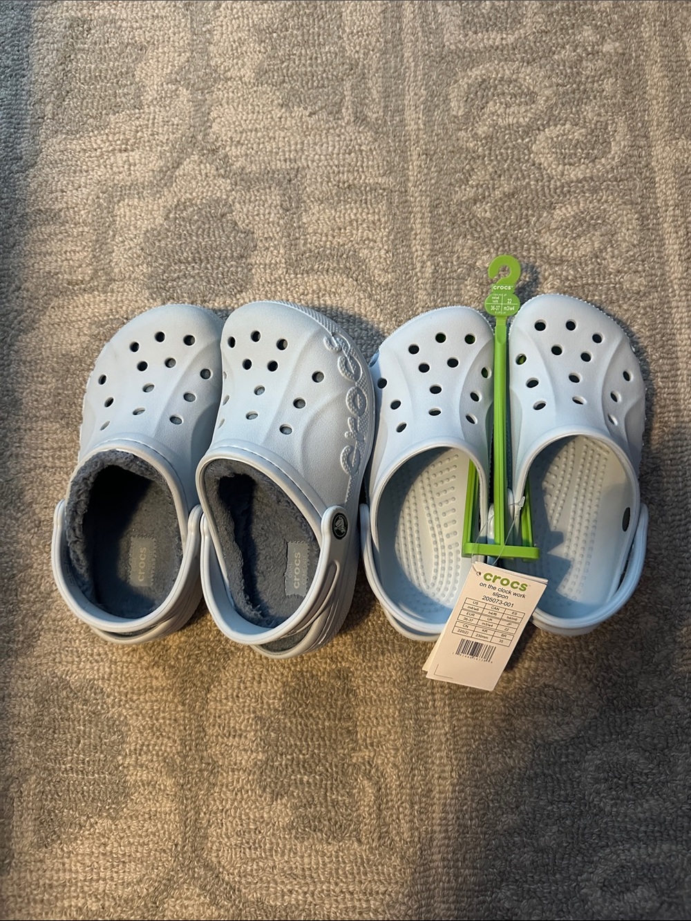 NWT Crocs (2x) Baya Clog & Fuzzy Clog in Mineral Blue | W6/M4
